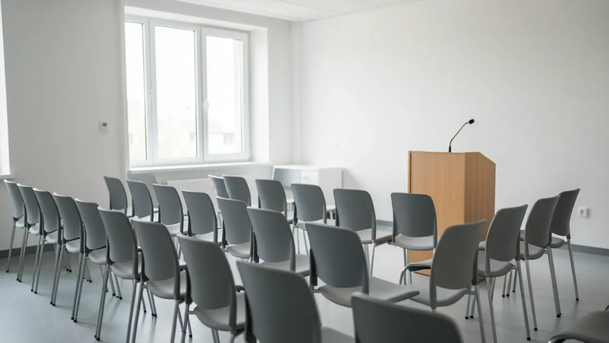 Imagen genérica de una sala de formación hospitalaria vacía.