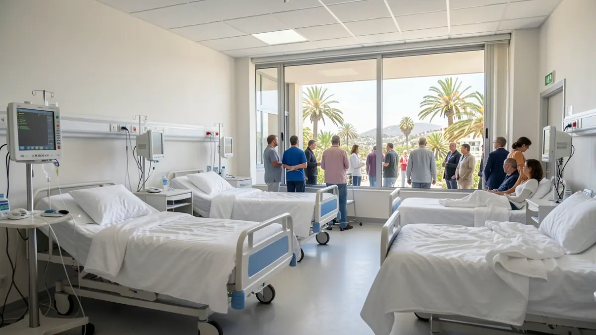 Imagen genérica de una sala de hospital moderna en Canarias con luz natural.