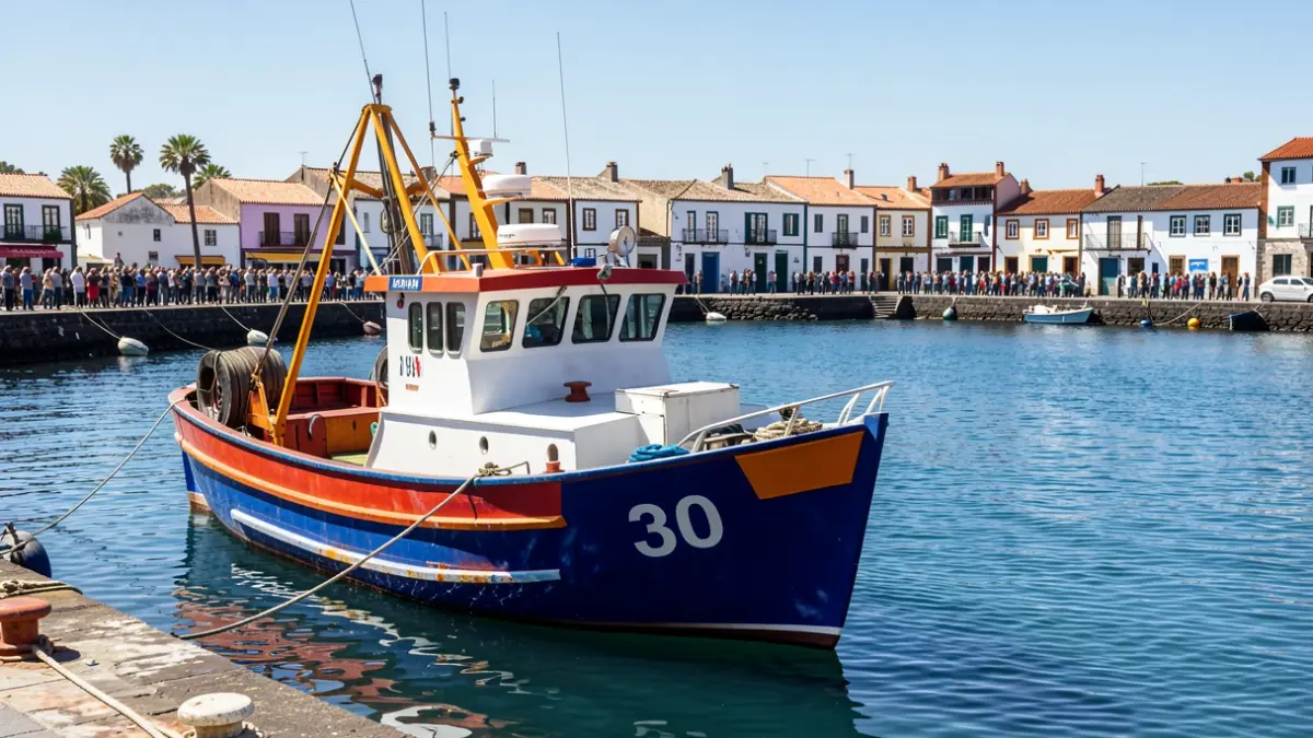 Fishing boat with the number 30 in the port of Gran Tarajal.