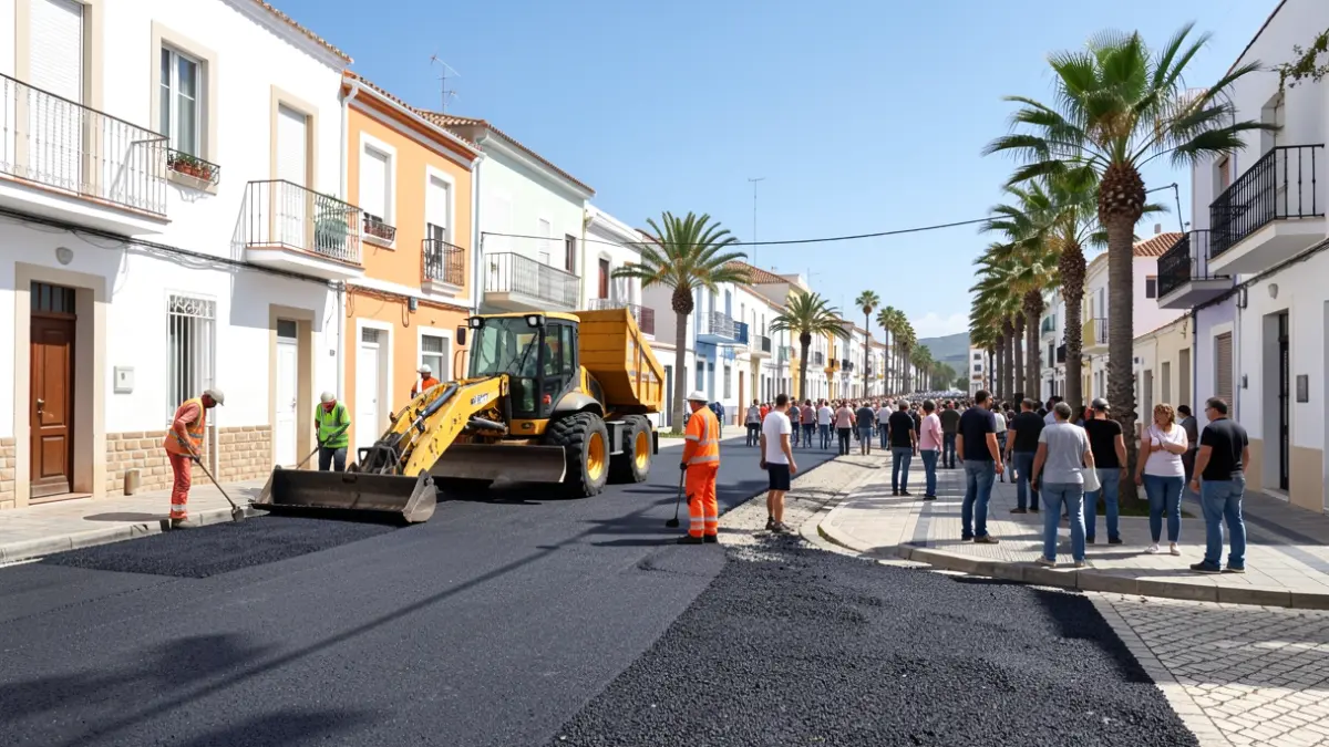 Generic image of asphalt paving work on a street in the Canary Islands.