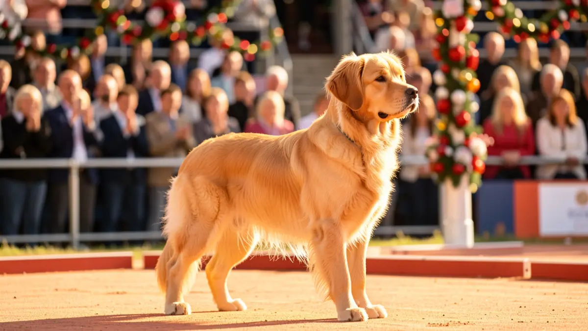 Image of a Presa Canario dog in a specialty show.