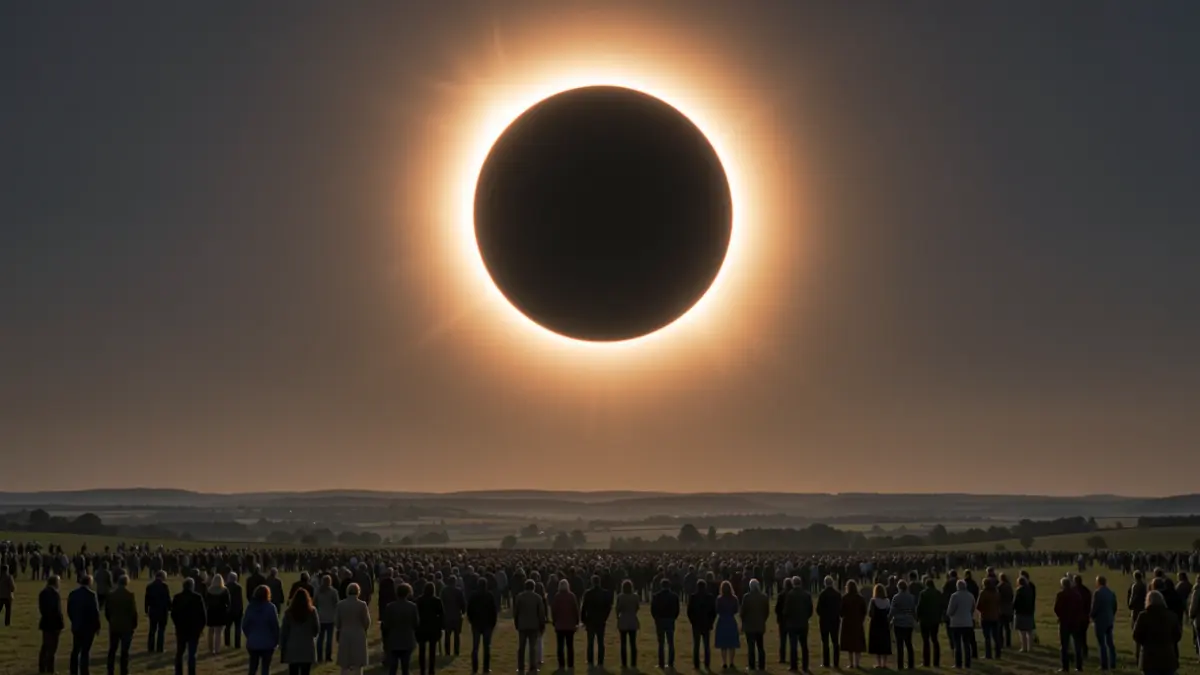 Generic image of a total solar eclipse with the corona visible.