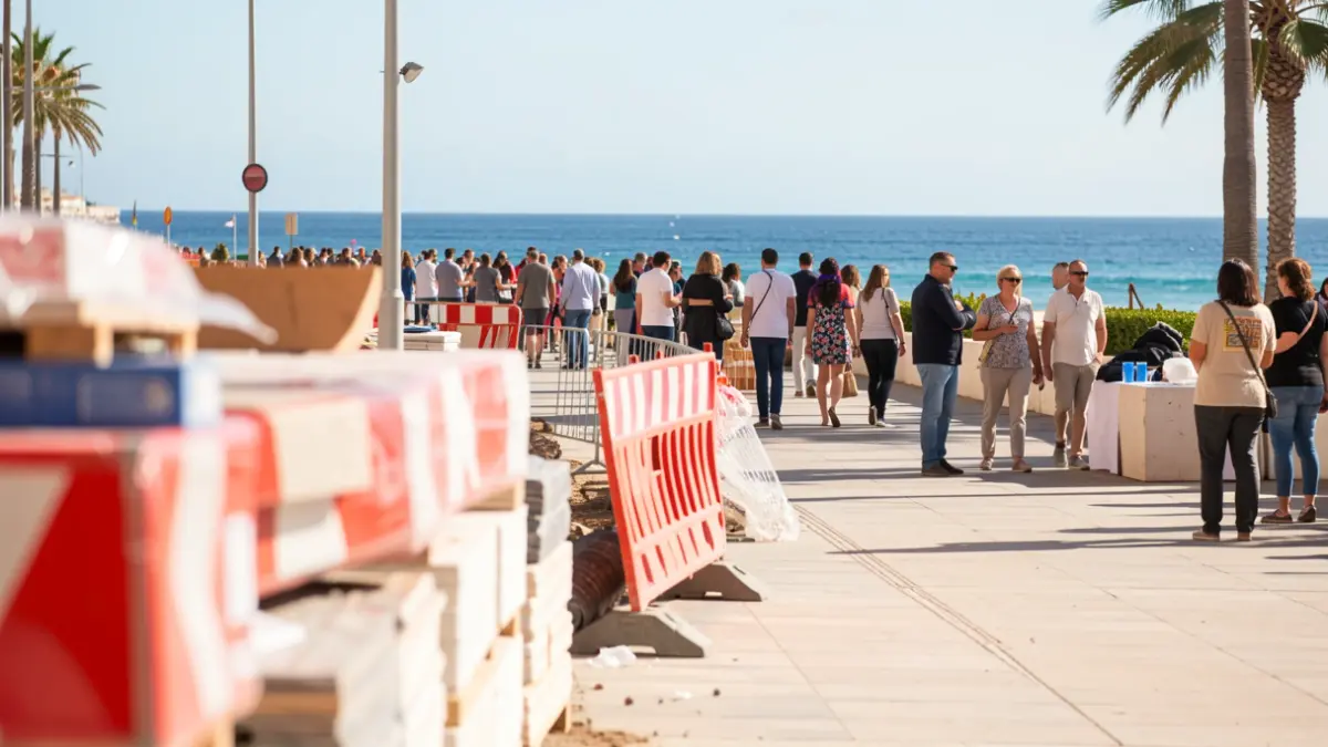 Generic image of the Melenara festivities with works on the promenade.