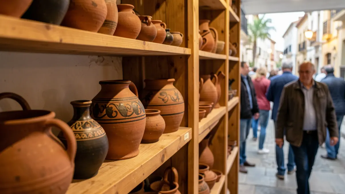 Artesanía majorera expuesta en un punto de venta.