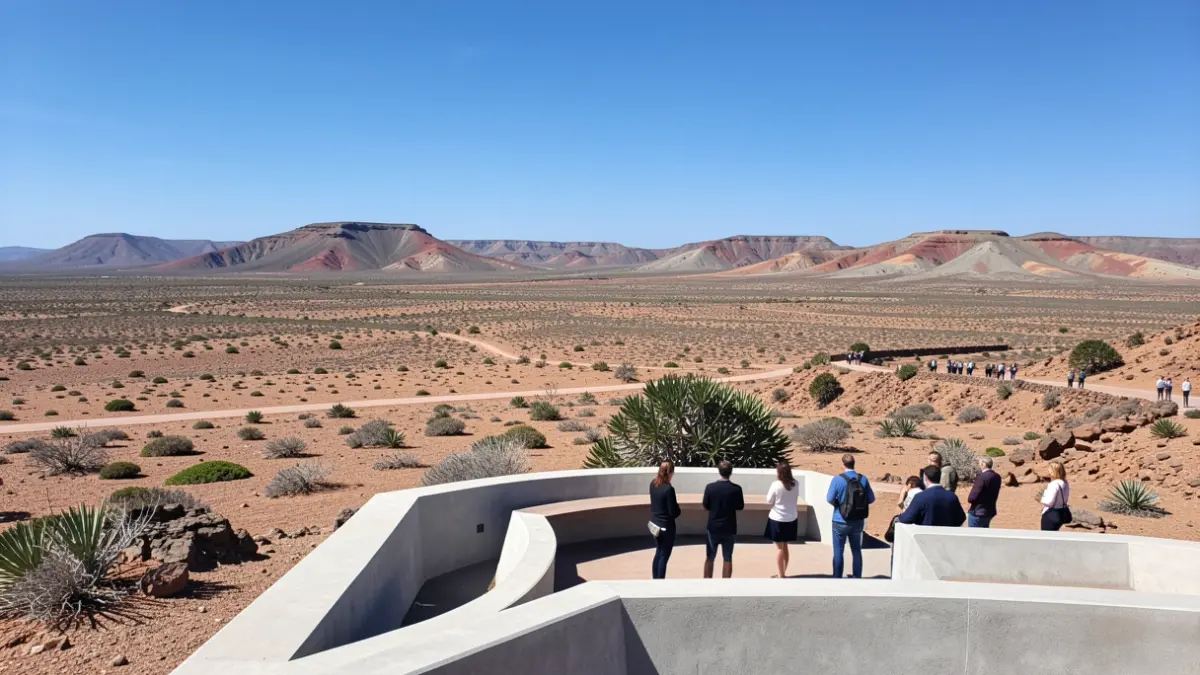 Morro Velosa viewpoint in Fuerteventura with arid landscape.