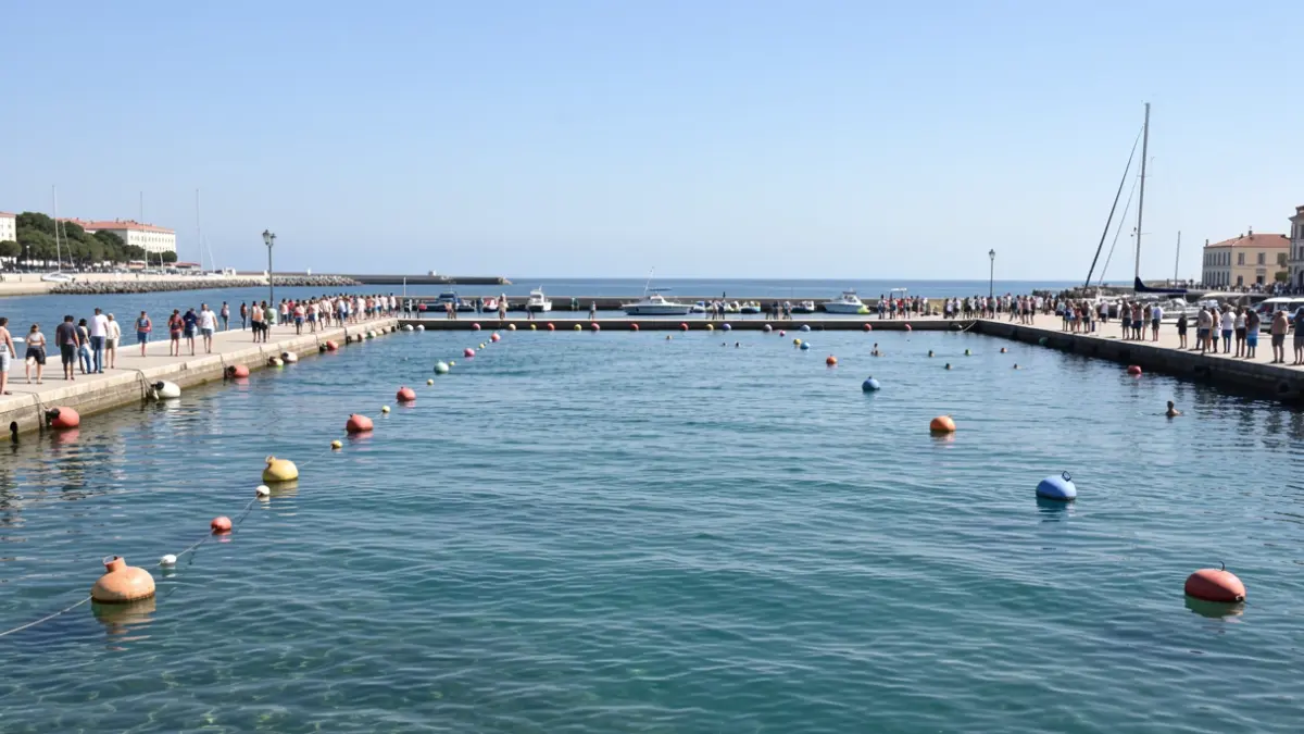 Imagen genérica de un canal de boyas en el mar cerca de un puerto.