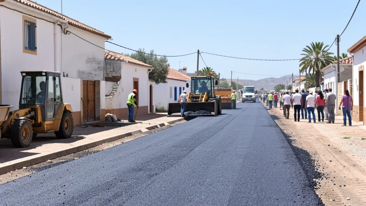 Generic image of asphalt paving work on a street in Gran Canaria.