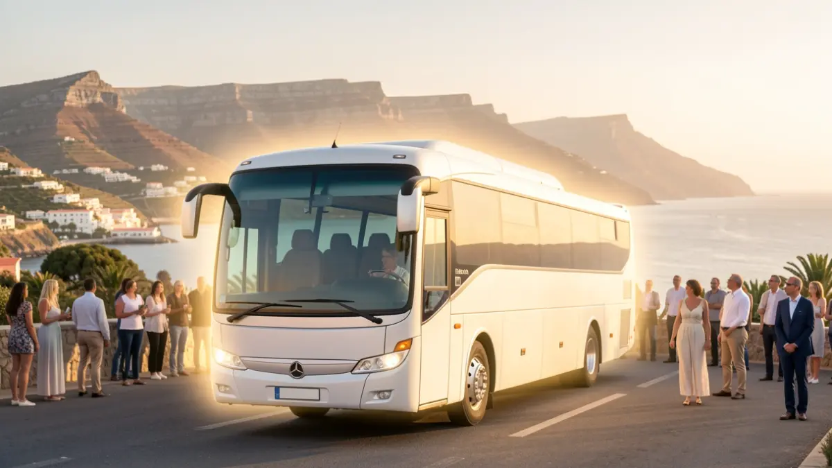 Symbolic image of a bus representing promises and solidarity in the Canary Islands.