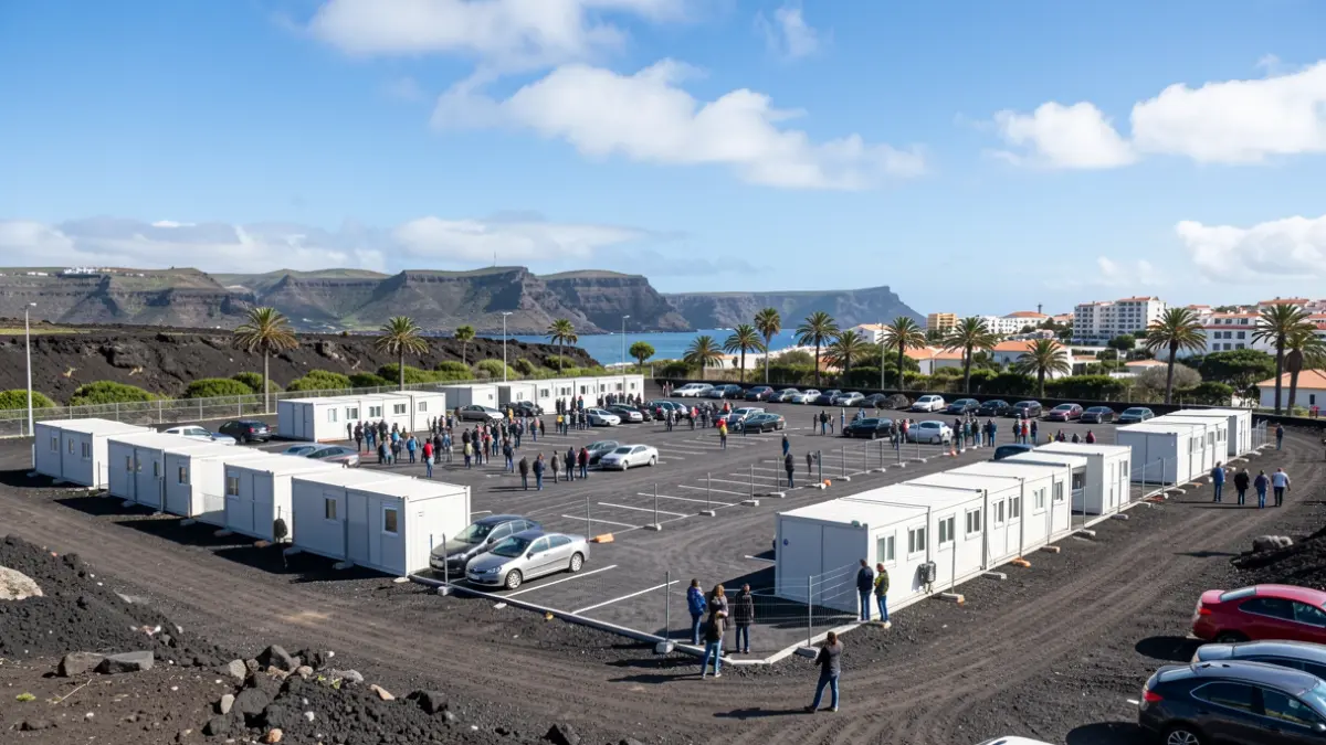 Imagen genérica de la construcción de un aparcamiento modular en Canarias.