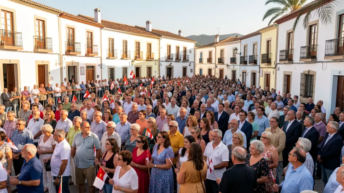 Generic image of a crowd in a Canary Islands square during a festival.