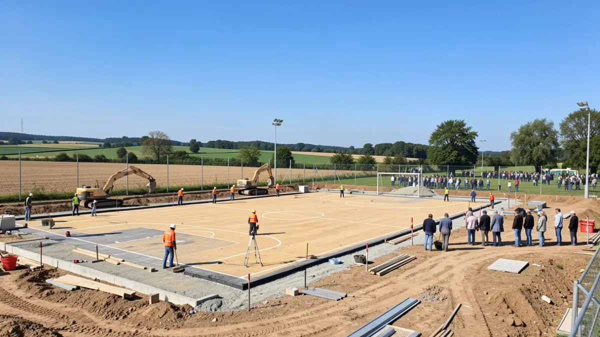 Renovation works at the Agua de Bueyes sports court.