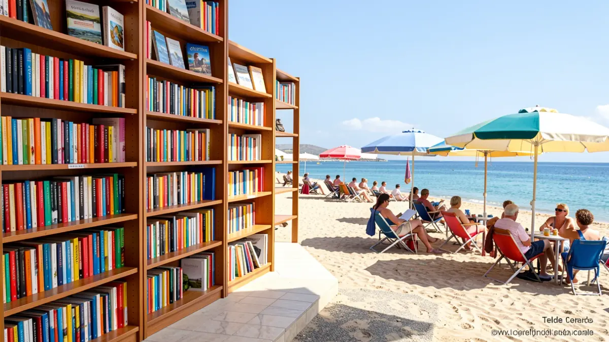 Image of the Melenara Beach Library in Telde, featuring bookshelves and reading areas near the sea.