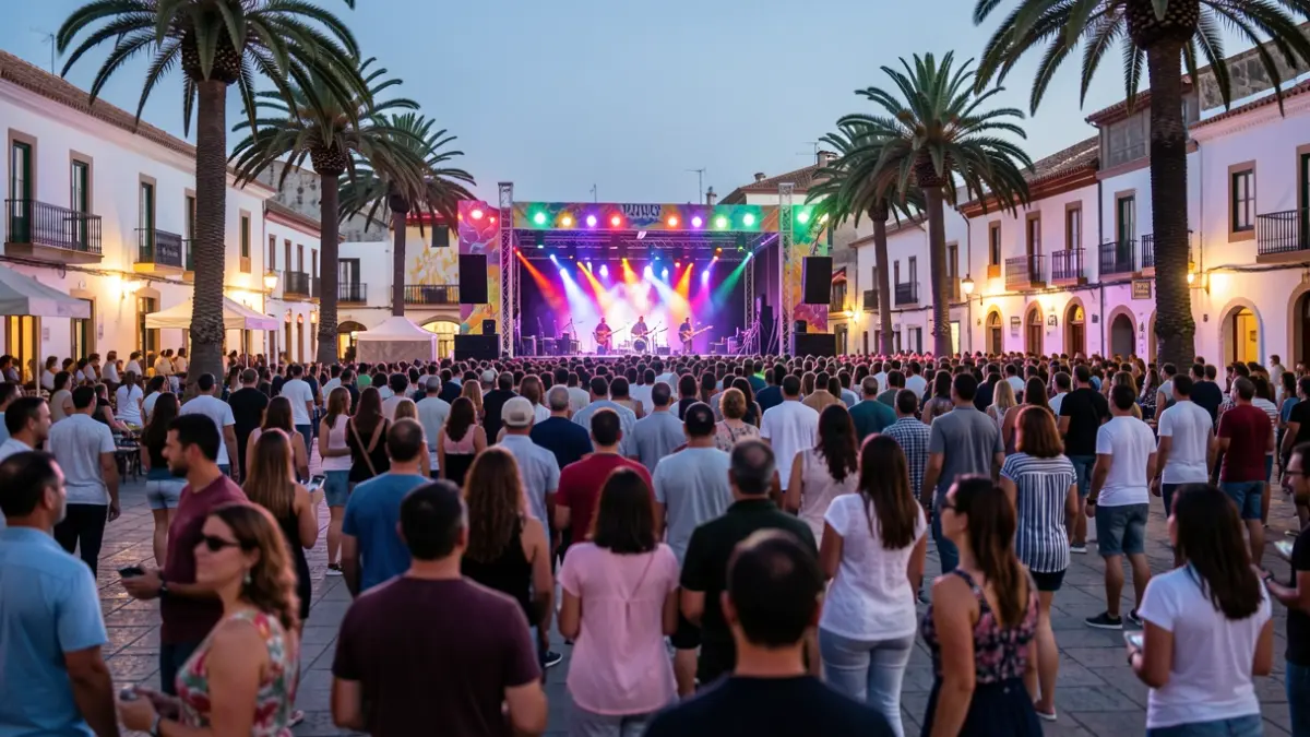 Imagen genérica de un festival de música al aire libre en Canarias al atardecer.