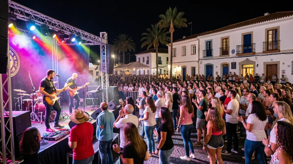 Image of the Noche de Guateque during the San Ginés Festivities in Arrecife, Lanzarote, featuring music and an audience.