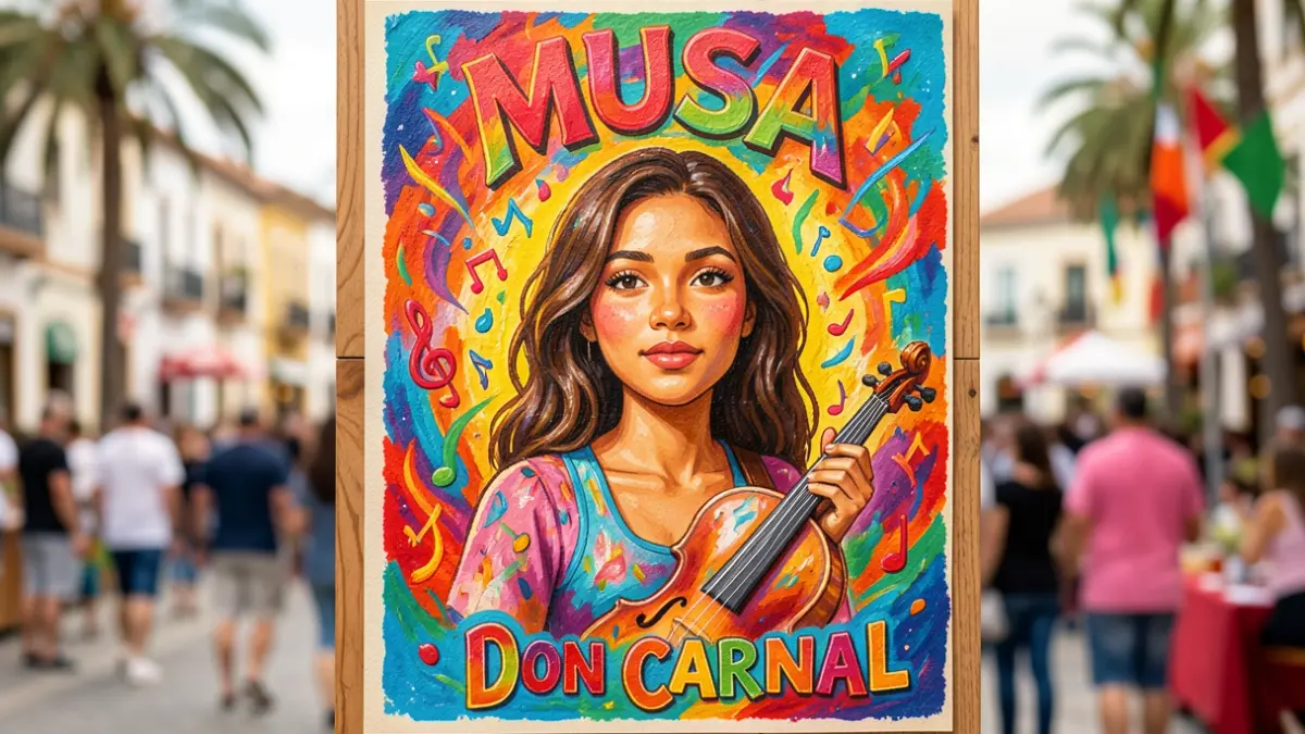Poster for the Las Palmas de Gran Canaria Carnival 2027 featuring the figure 'Musa'.