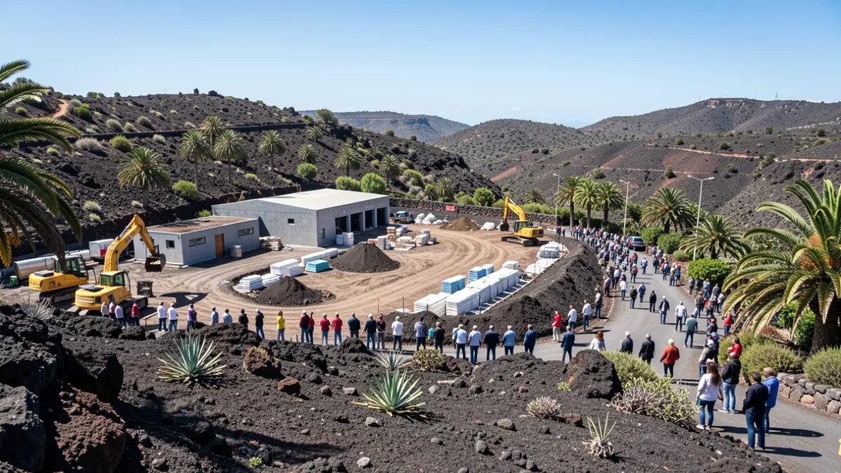 Urbanization works for the future regional animal shelter in a sloped area of Gran Canaria.