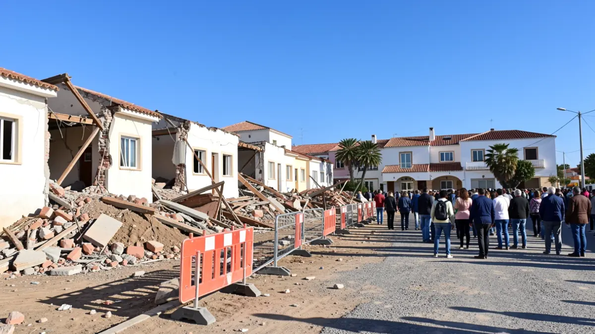 Zona de demolición de antiguas viviendas de maestros en Puerto del Rosario.