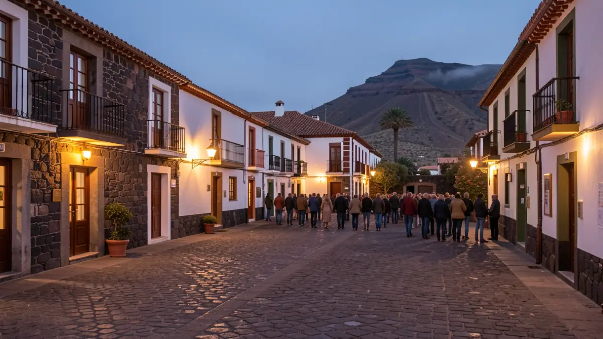 Generic image of a Canarian village at dusk.