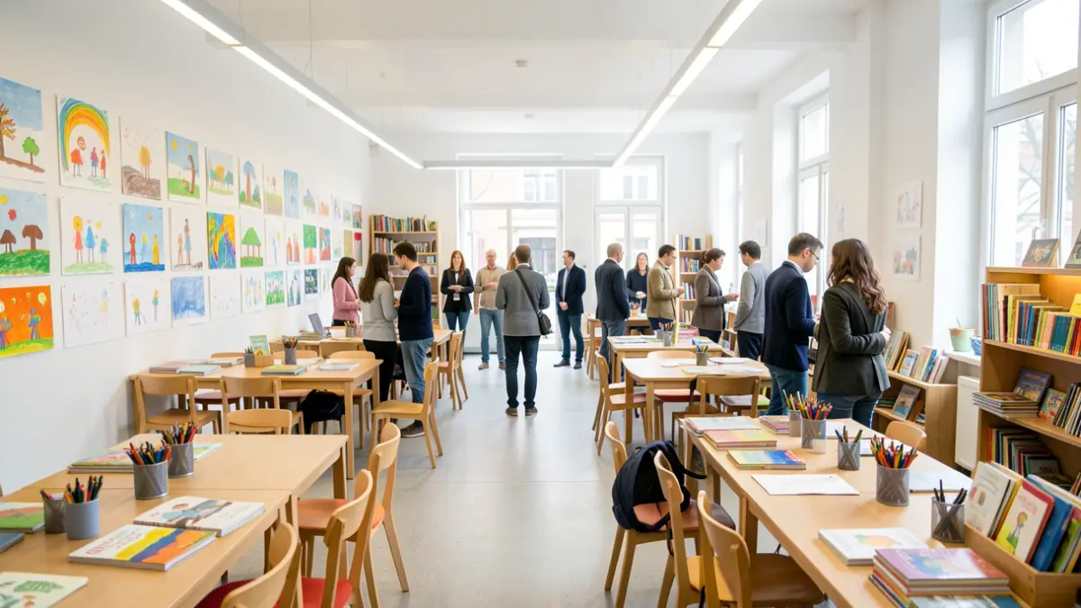 Generic image of a children's day center with educational and art supplies.