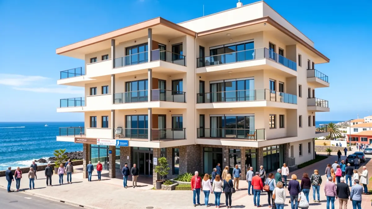 Generic image of a modern sociosanitary center with sea views.