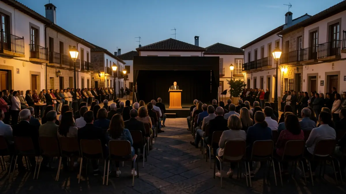 Imagen genérica de un escenario vacío en una plaza de Canarias al atardecer.