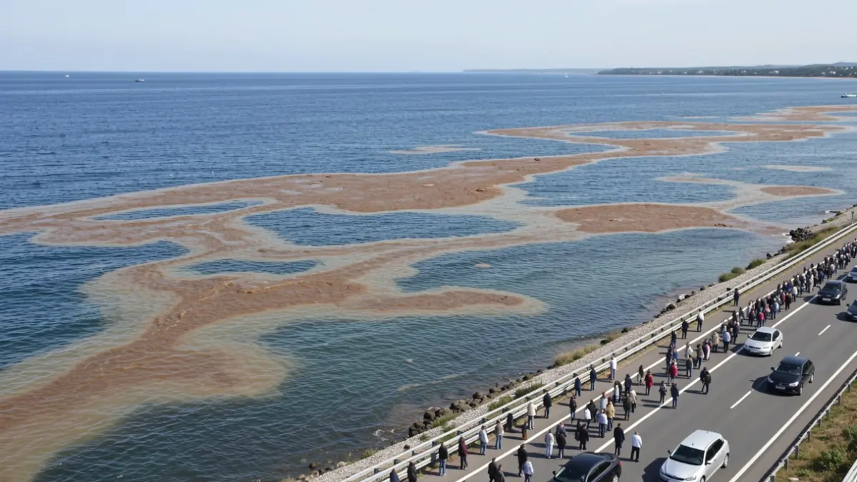 Imagen de una gran mancha marrón en el mar cerca de la costa de Las Palmas de Gran Canaria.