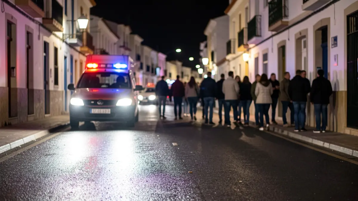 Imagen genérica de luces de emergencia reflejándose en asfalto mojado por la noche.