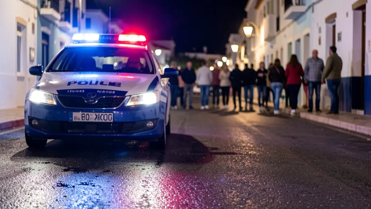 Generic image of police emergency lights reflecting on wet asphalt at night.