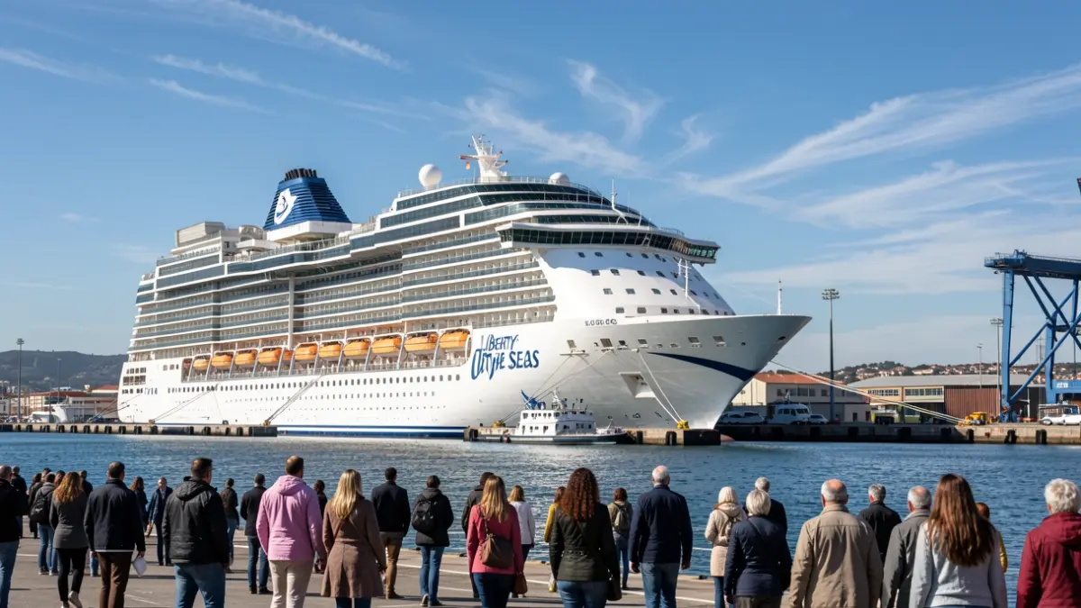 Imagen del crucero Liberty of the Seas atracado en el puerto de Vigo.