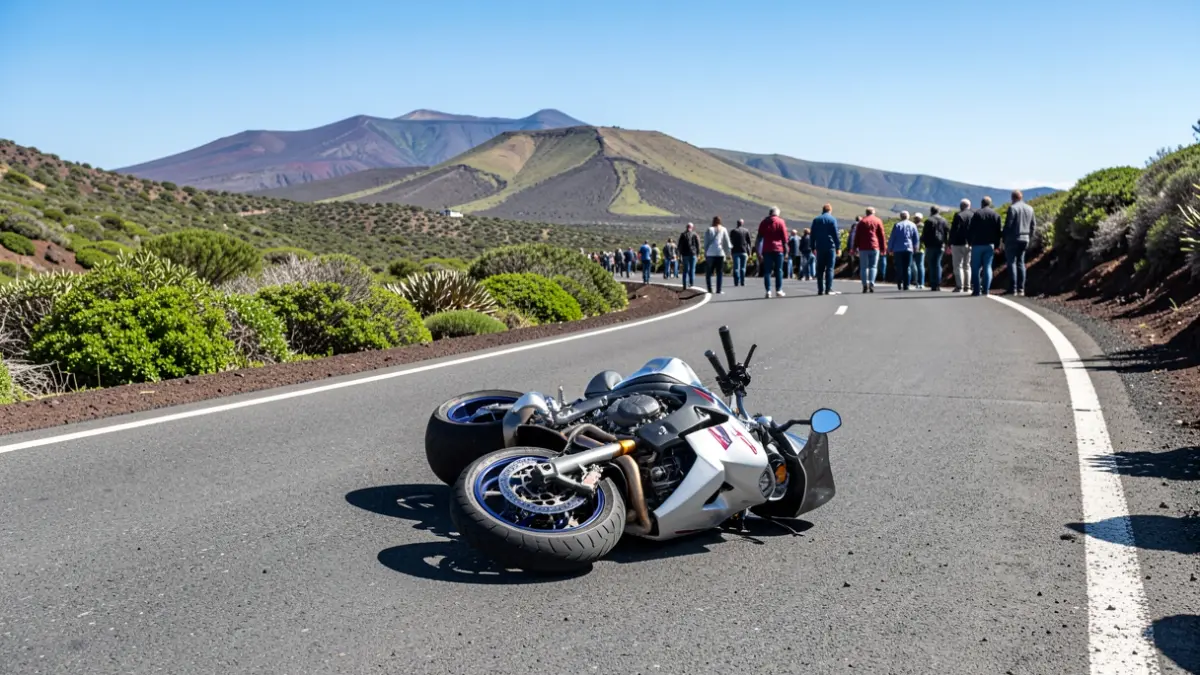 Imagen genérica de una motocicleta accidentada en una carretera de Tenerife.