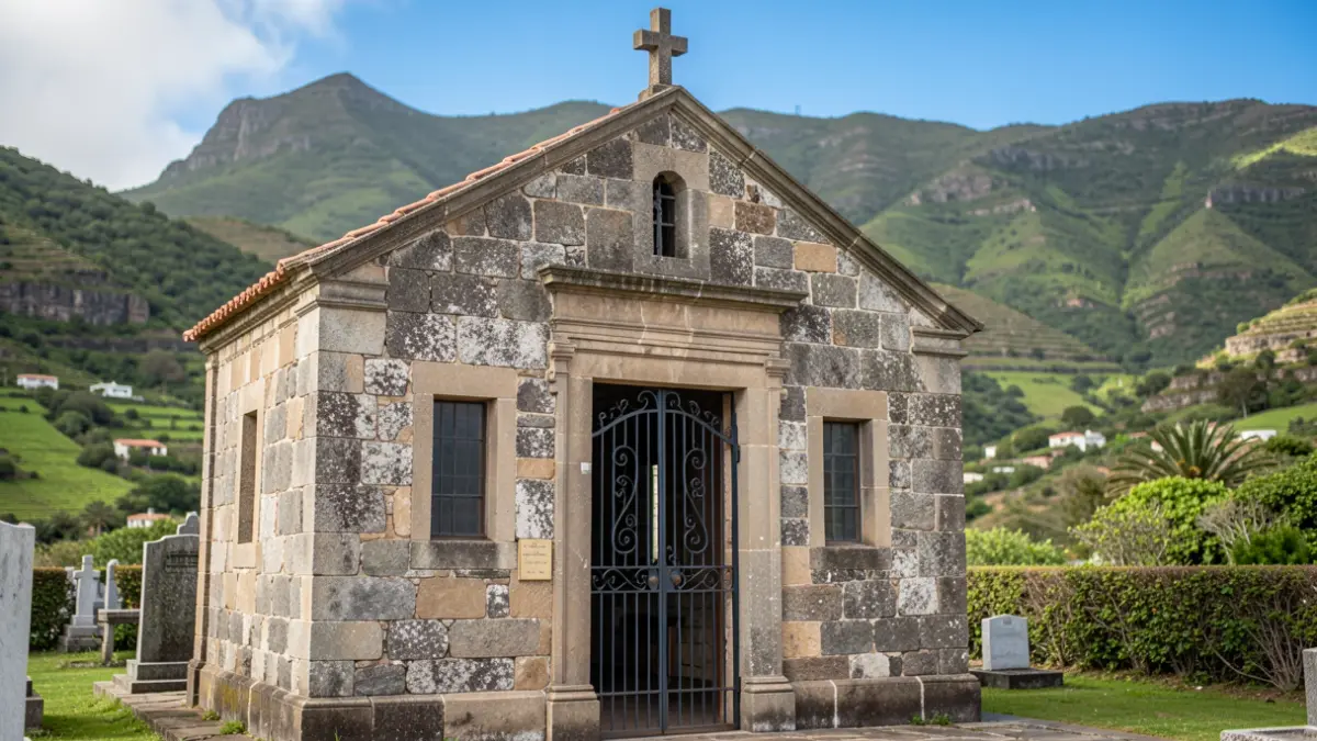 Facade of a cemetery in the Canary Islands.
