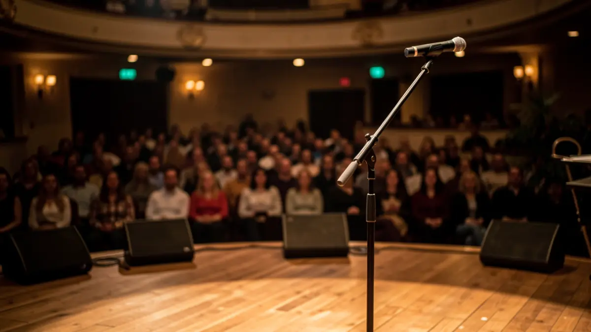Generic image of a stage prepared for a musical performance.