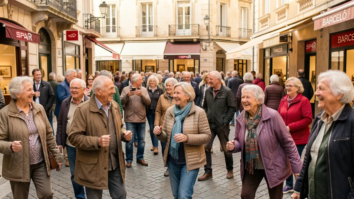 Generic image of elderly people participating in healthy activities with collaborators.