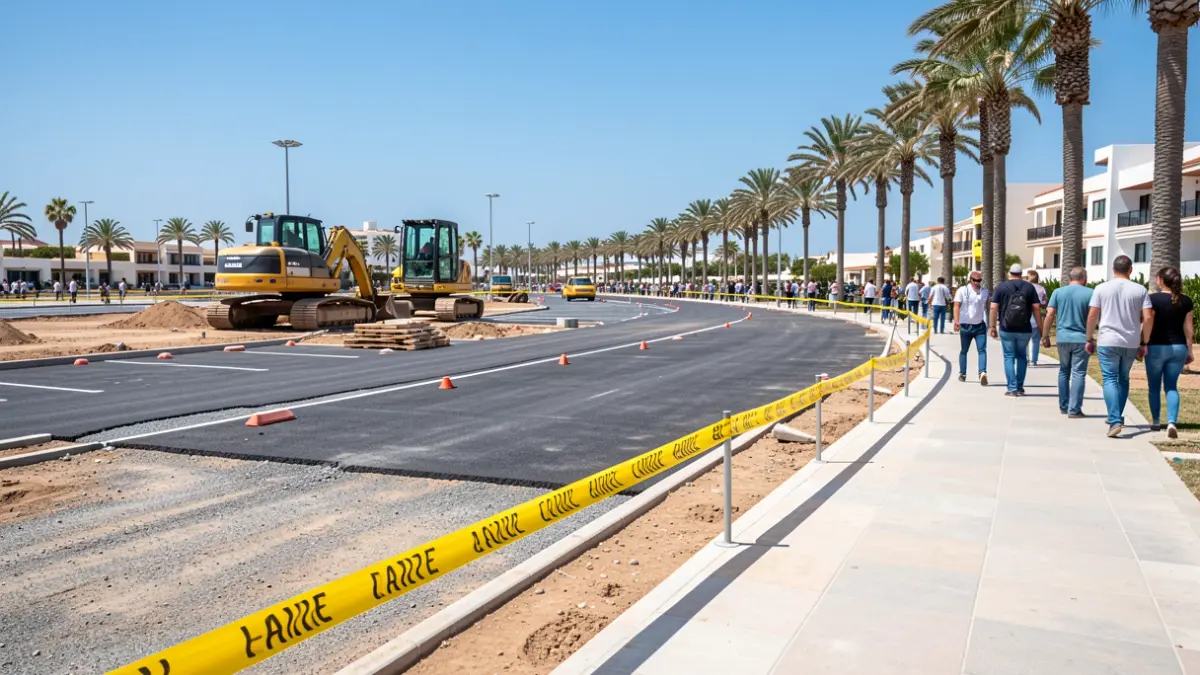 Construction work on the Caleta Garden esplanade and the Orchilla pedestrian promenade in Caleta de Fuste.