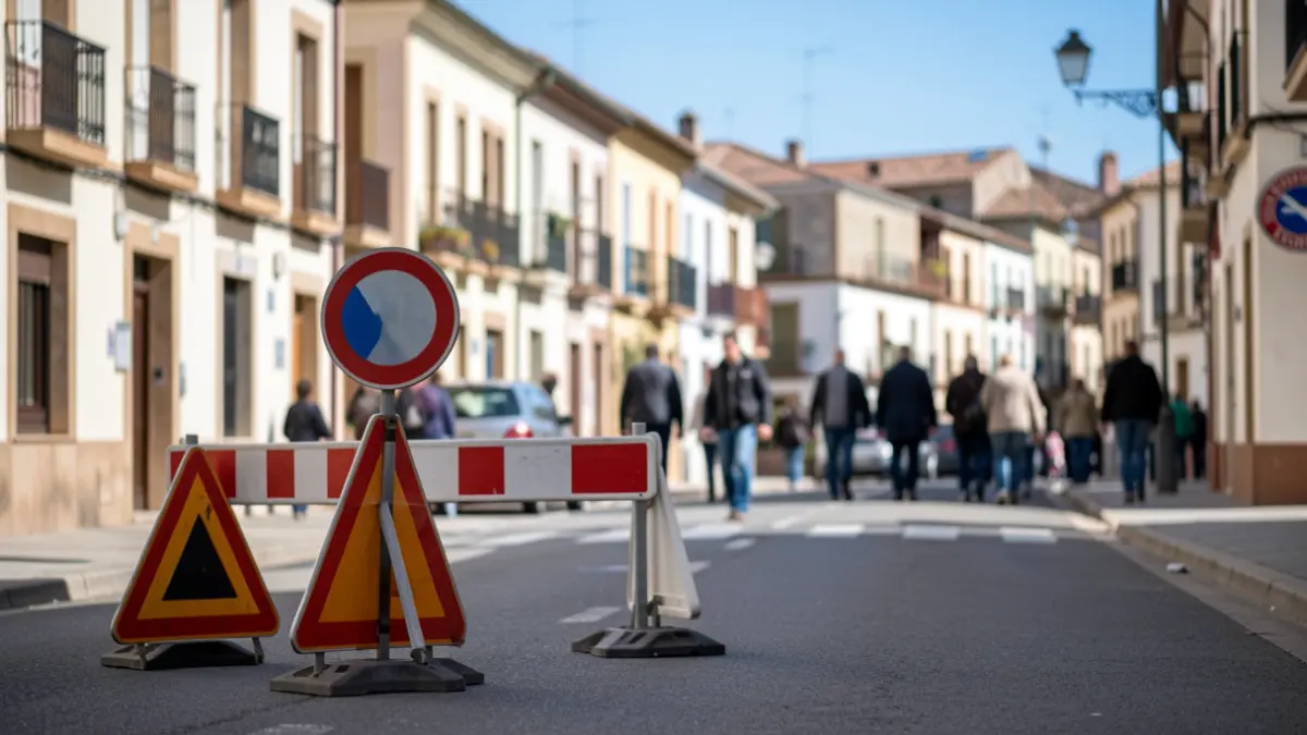 Imagen genérica de señalización de obras en una calle.