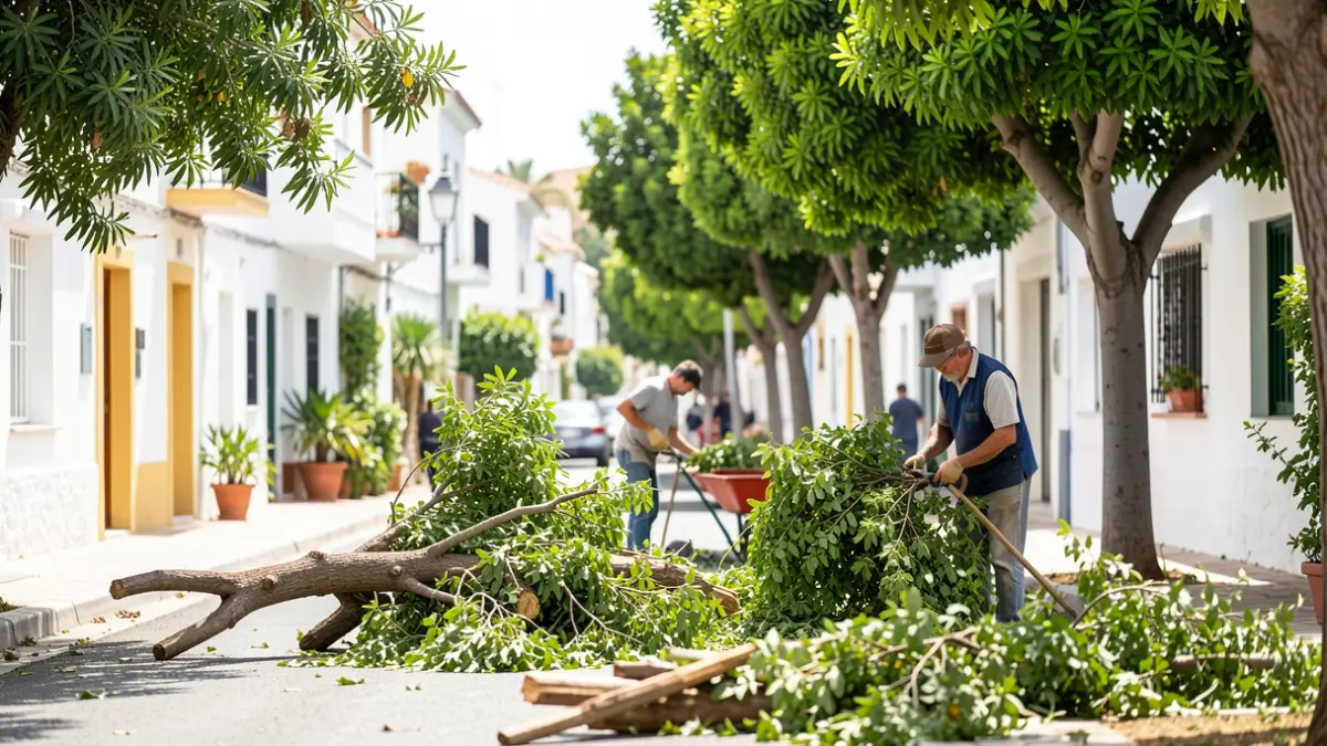 Pruning and garden maintenance work on streets in Morro Jable.