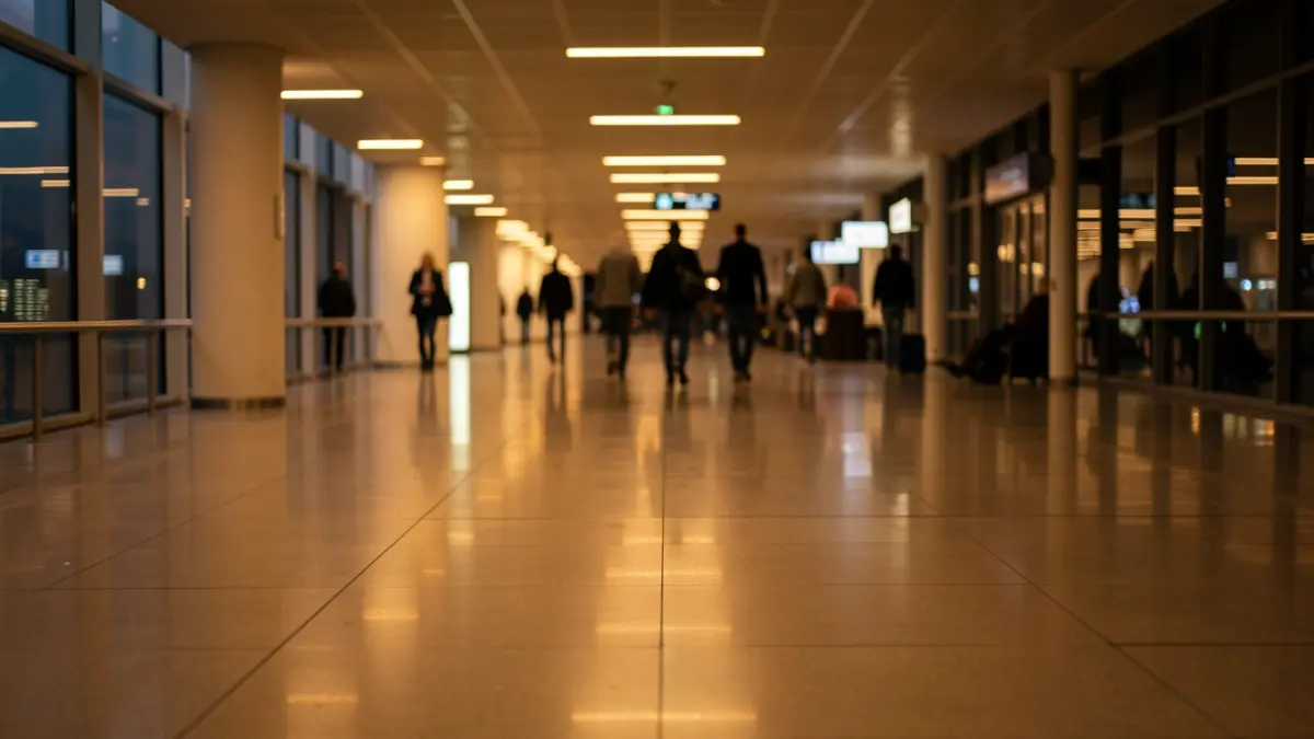Generic image of an airport terminal at night.