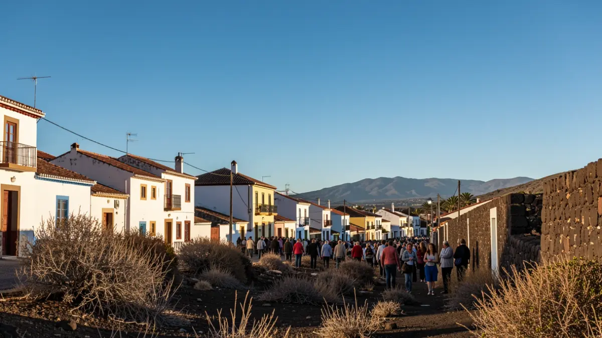 Imagen genérica de un cielo despejado sobre un pueblo canario con arquitectura tradicional.