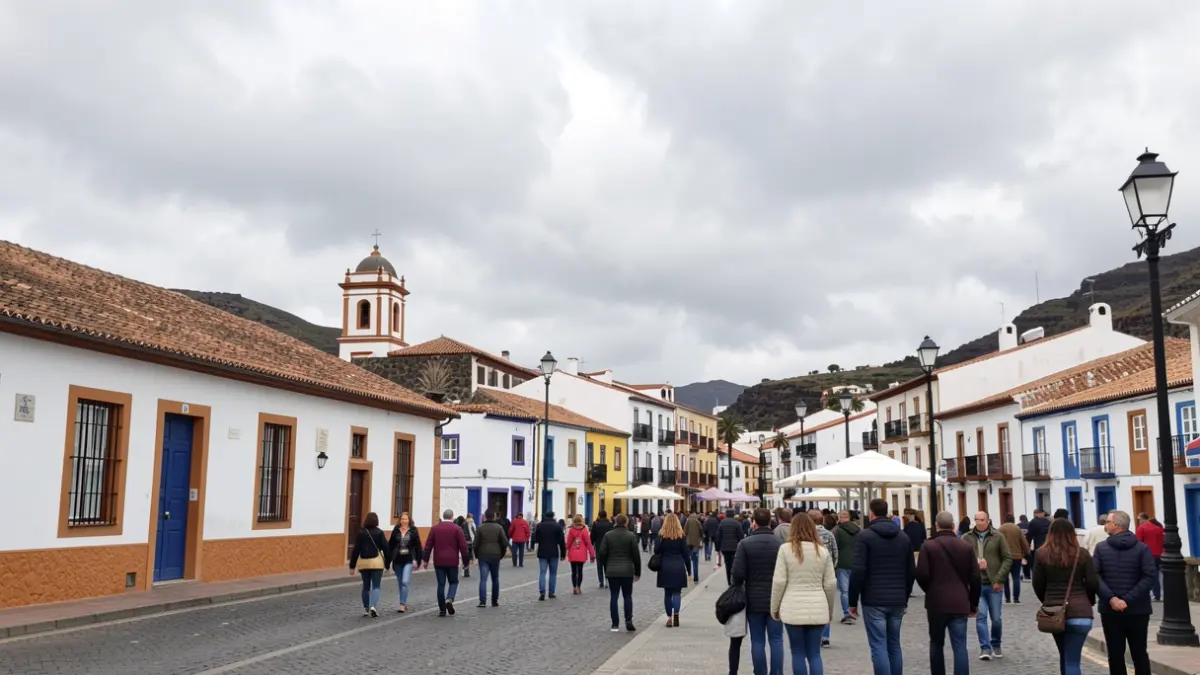 Generic image of a cloudy sky over a town in the Canary Islands.