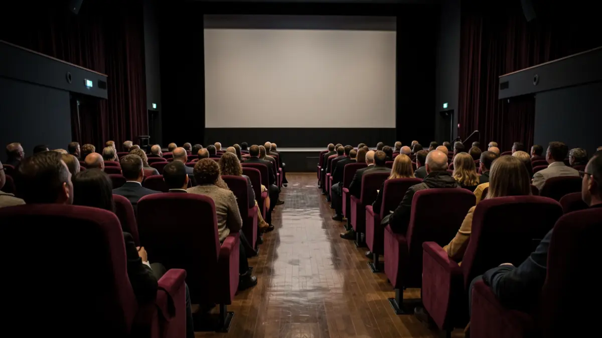 Imagen genérica de una sala de cine vacía con asientos de felpa.