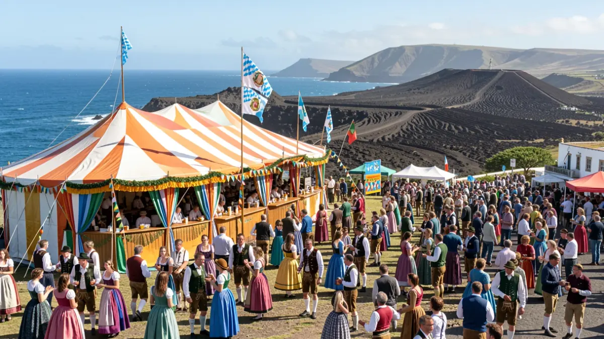 Generic image of an Oktoberfest celebration by the sea in the Canary Islands.