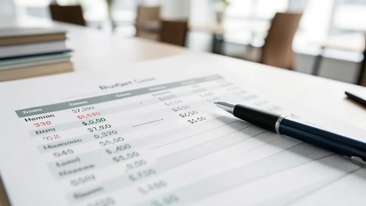Generic image of a budget document with financial figures and charts.