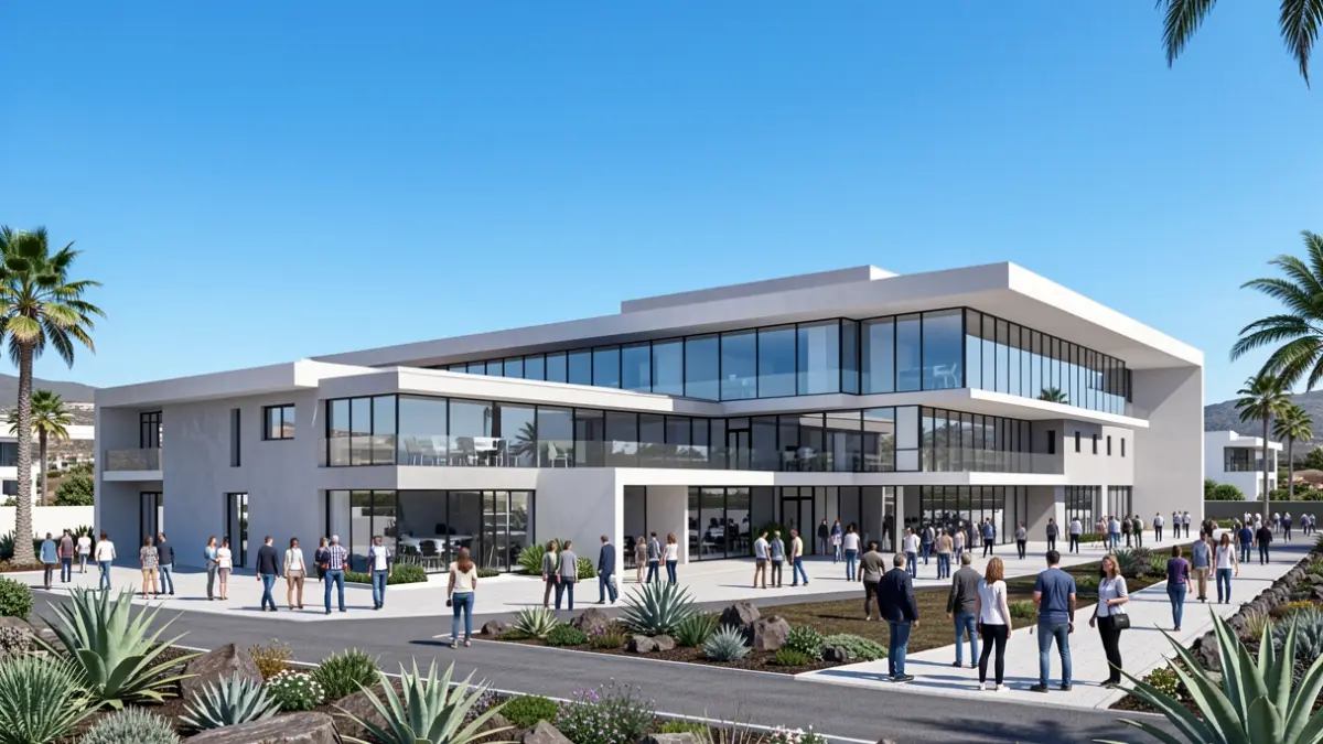 Architectural rendering of a future security and police complex in Puerto del Rosario.