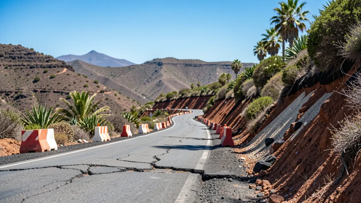 Carretera GC-654 en Gran Canaria tras las obras de reparación por la borrasca Therese.