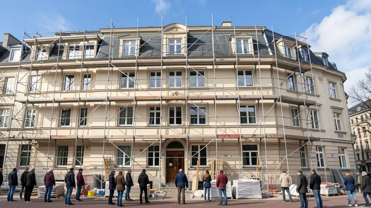 Imagen genérica de obras de rehabilitación en un edificio residencial.