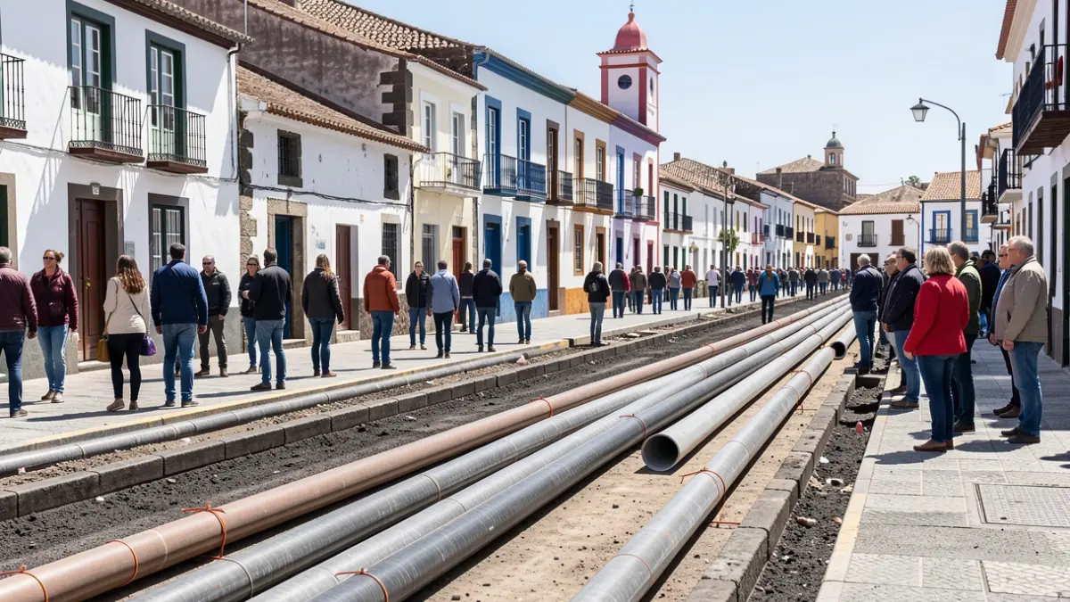 Renovation works of the water supply network on Domiciano Brito street, Candelaria.