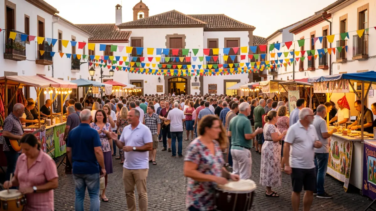 Generic image of the patron saint festivities in San Bartolomé with a festive atmosphere and local architecture.