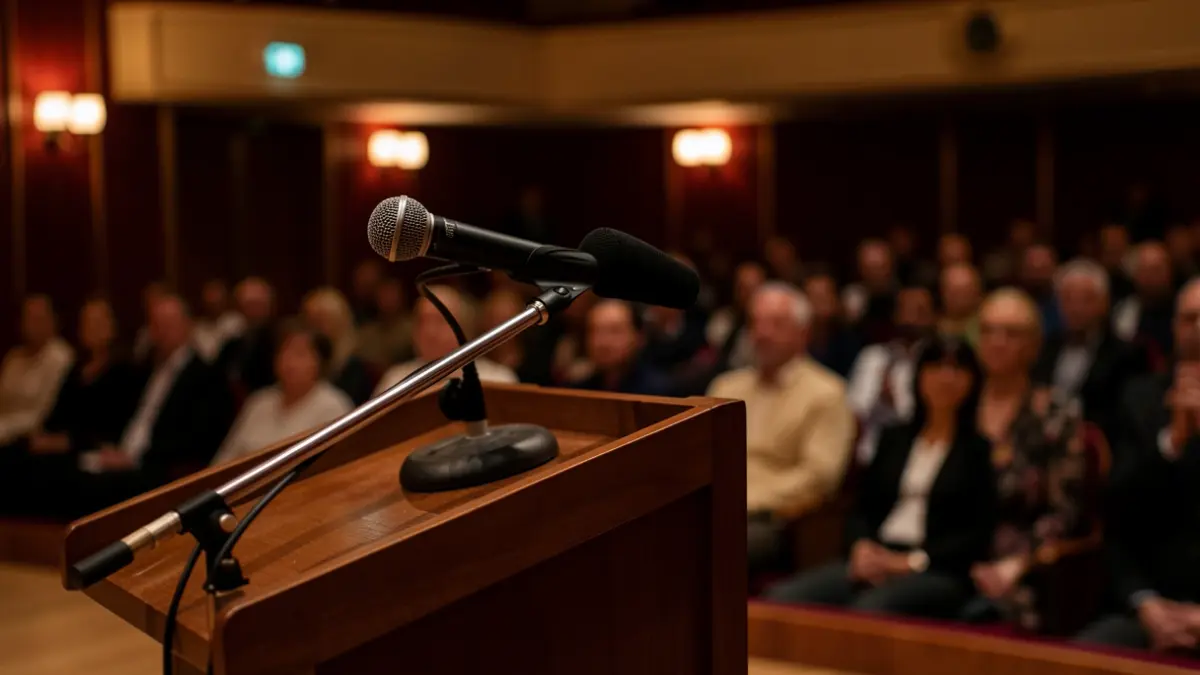 Generic image of a tribute event in a theater.