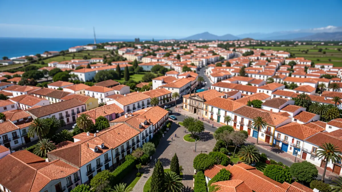 Aerial view of the municipality of Santa Brígida, showing its urban planning and the Town Hall.