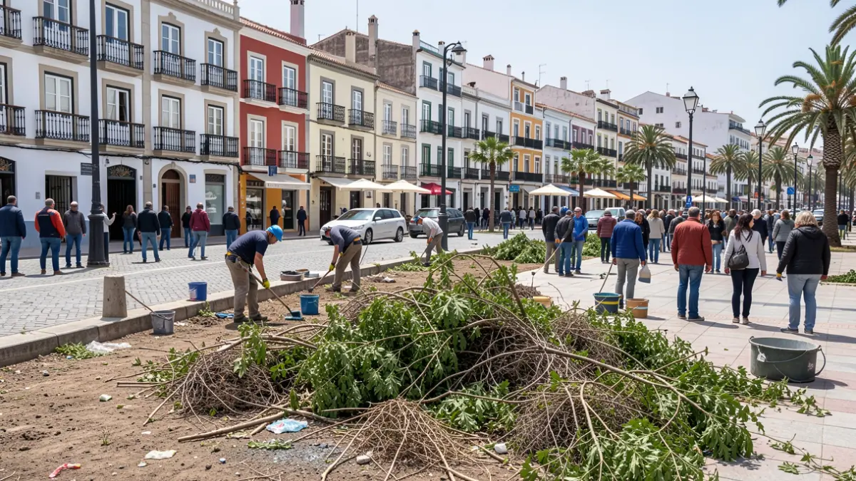 Image of workers carrying out urban improvements in Santa Cruz de Tenerife.